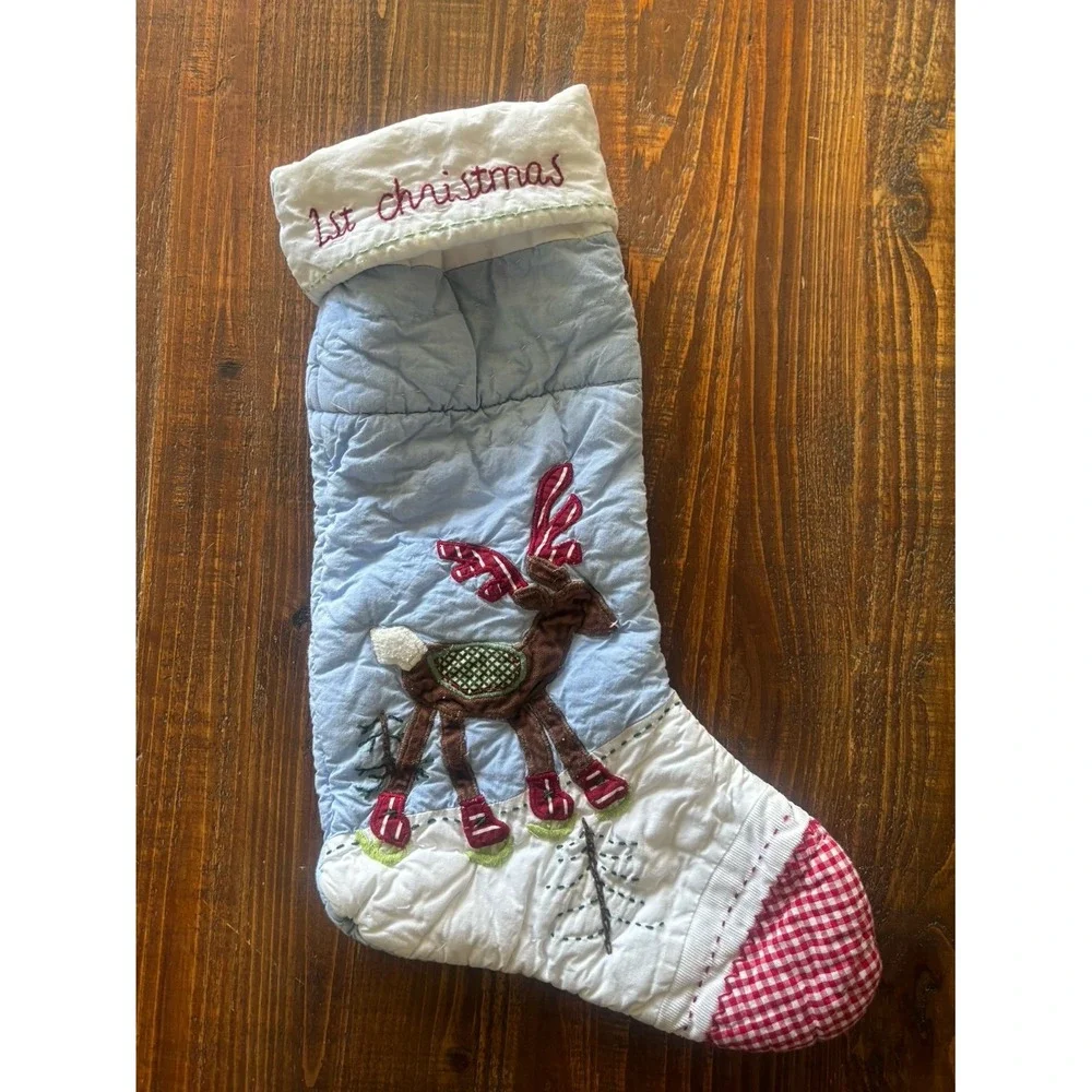 Baby's 1st ChristmasBaby's 1st Christmas Quilted Stocking Reindeer Holiday Decor